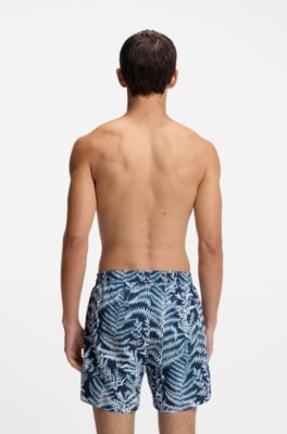 Quick-dry swim shorts with all-over print, Light Blue