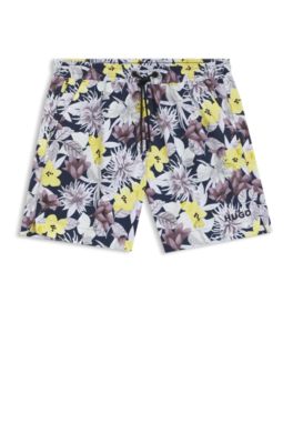Ba&ntilde;ador tipo shorts de secado r&aacute;pido con estampado integral, Amarillo claro