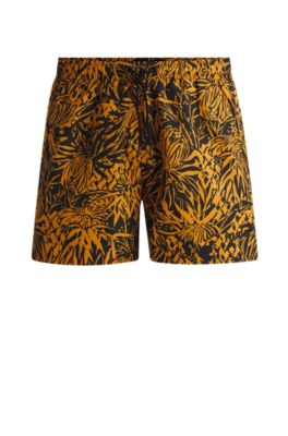 Ba&ntilde;ador tipo shorts de secado r&aacute;pido con estampado integral, Naranja
