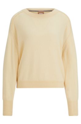 Hugo Boss Melange Sweater In Cashmere With Seam Details In Patterned