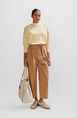 BOSS - Tapered-fit wide-leg trousers with fabric belt