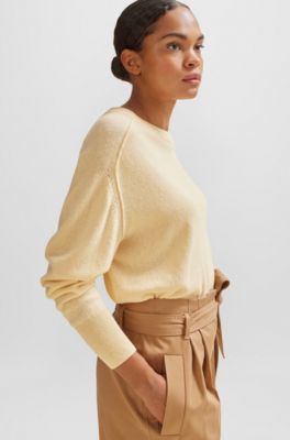 Melange sweater in cashmere with seam details, Patterned