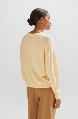 Melange sweater in cashmere with seam details, Patterned