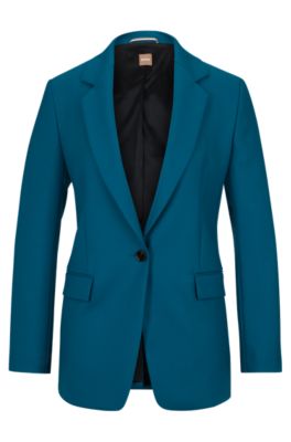 Shop Hugo Boss Regular-fit Jacket In Heavyweight Wool Twill In Light Green