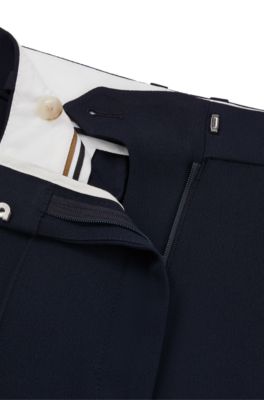 High-waisted relaxed-fit trousers with wide leg, Dark Blue