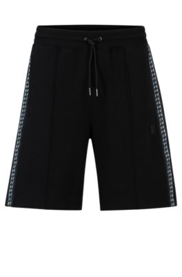 Hugo Stretch-cotton Relaxed-fit Shorts With Stacked Logo In Black