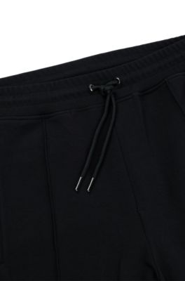Stretch-cotton relaxed-fit shorts with stacked logo, Black