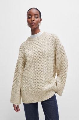 Chunky Mélange Wool Blend Knit Sweater