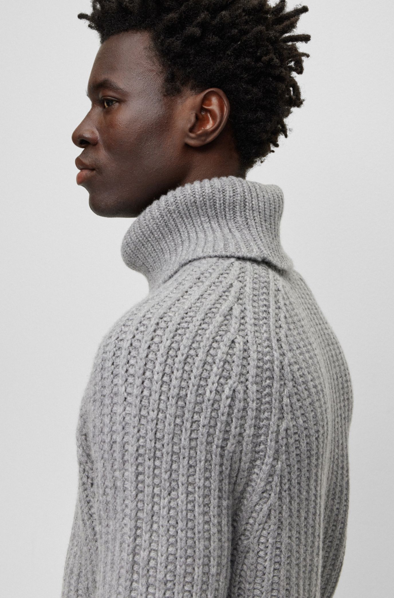 BOSS - Rollneck regular-fit sweater in cotton and cashmere