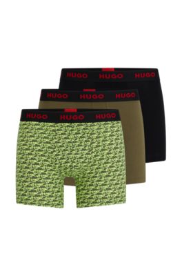 HUGO - Three-pack of stretch-cotton boxer briefs with logo waistbands