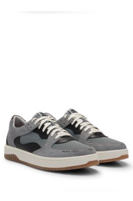 HUGO - Lace-up trainers in faux leather and suede