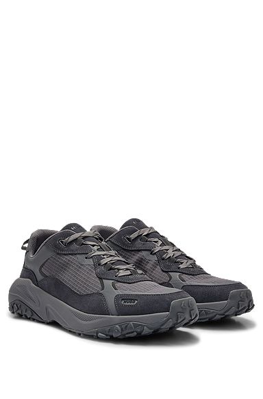 Mixed-material trainers with ripstop mesh, Dark Grey