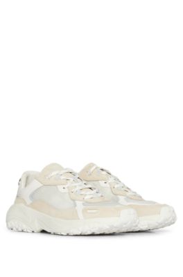 Shop Hugo Mixed-material Trainers With Ripstop Mesh In White