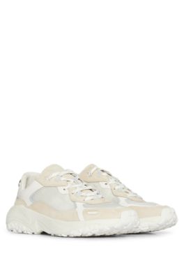 Hugo Boss Mixed-material Trainers With Ripstop Mesh In White