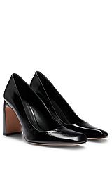 Zapatos de piel con tacón en bloque de 9 cm, Negro