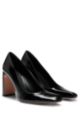Leather pumps with 9cm block heel, Black