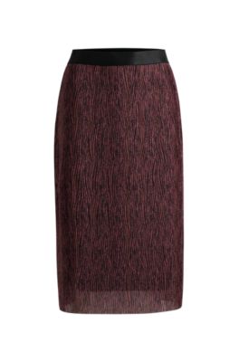 Hugo Boss Stretch-tulle Slim-fit Skirt With Seasonal Print In Patterned