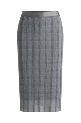 Shop Hugo Boss Stretch-tulle Slim-fit Skirt With Seasonal Print In Patterned