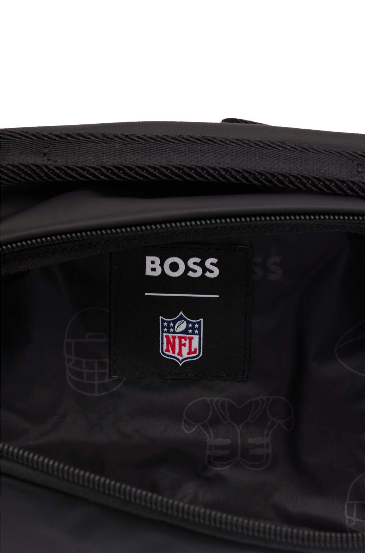 BOSS x NFL faux-leather belt bag with exclusive branding, Black