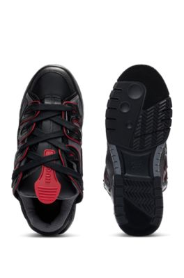 Skate-inspired trainers in mixed materials, Black