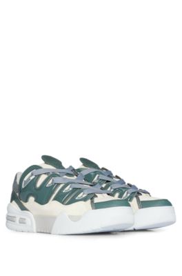 Hugo Boss Skate-inspired Trainers In Mixed Materials In Light Green