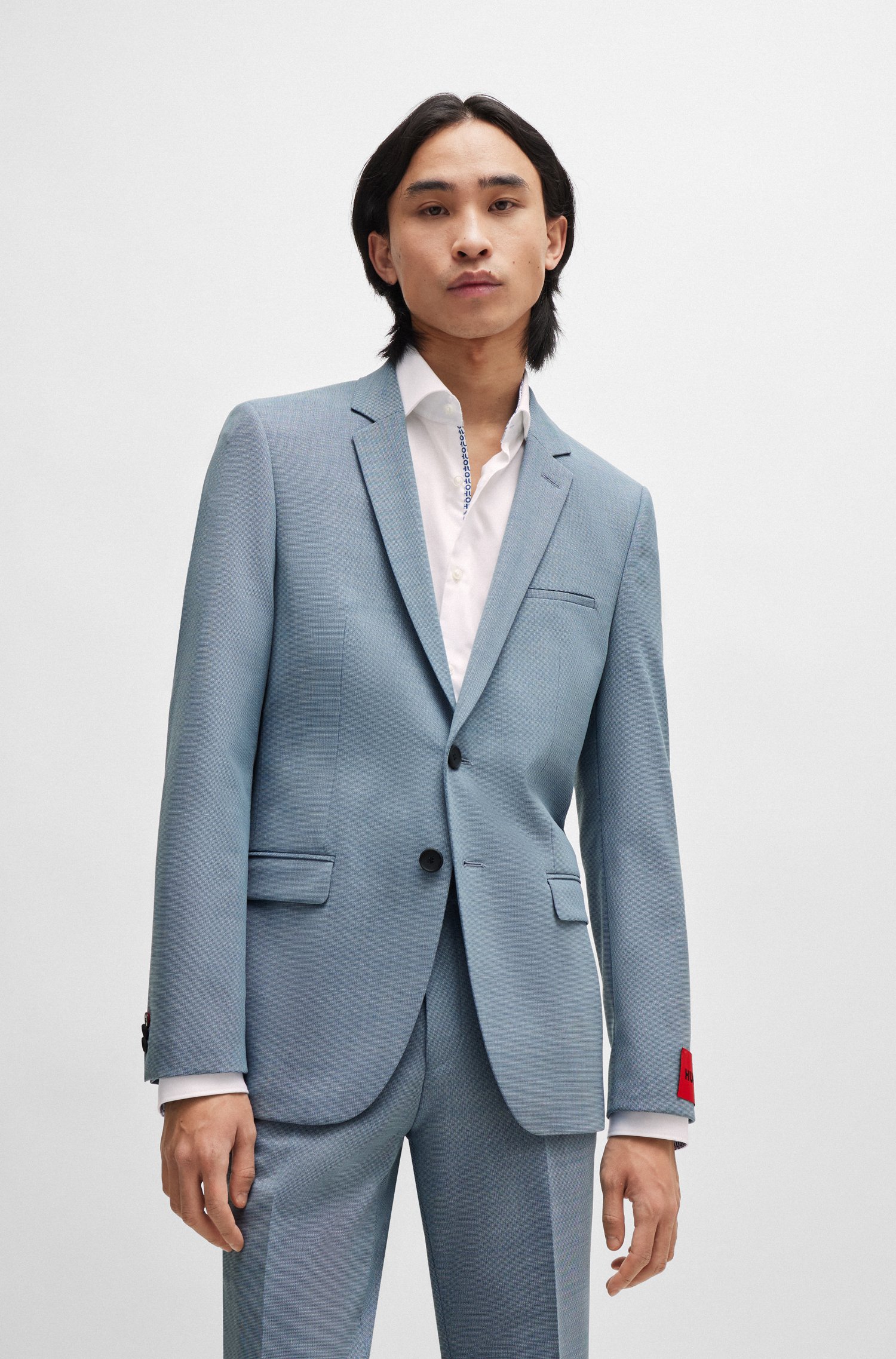 Extra-slim-fit jacket performance-stretch patterned cloth