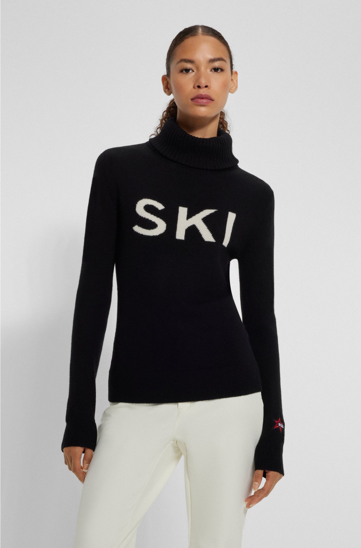 BOSS - BOSS x Perfect Moment virgin-wool sweater with 'Ski' intarsia