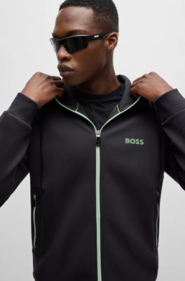 Prenda con capucha y cremallera en algod&oacute;n con logo moldeado en relieve, Gris oscuro