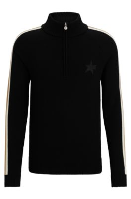 Shop Hugo Boss Boss X Perfect Moment Zip-neck Sweater In Virgin Wool In Black