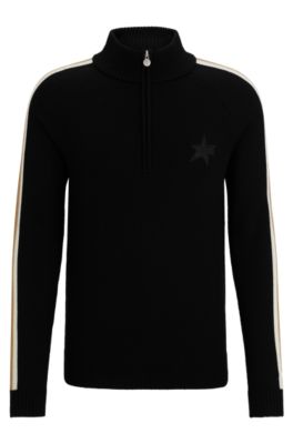 Hugo Boss Boss X Perfect Moment Zip-neck Sweater In Virgin Wool In Black