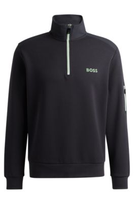 BOSS - Zip-neck sweatshirt with 3D-molded logo