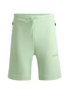 Shop Hugo Boss Shorts With 3d-molded Logo In Light Green