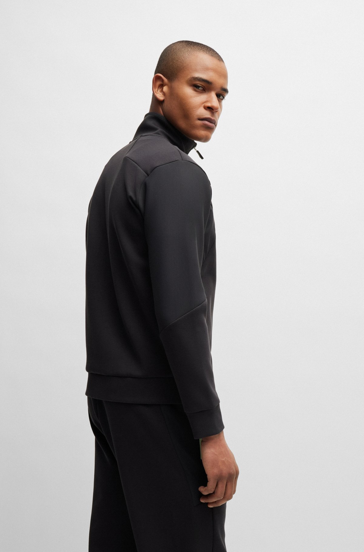 BOSS - Zip-up sweatshirt with 3D-molded logo - Dark Grey BOSS - Zip-up sweatshirt with 3D-molded logo - Dark Grey