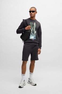 Sudadera de algod&oacute;n con bordado de logo en 3D, Gris oscuro