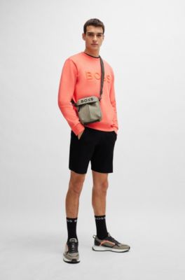 Sudadera de algod&oacute;n con bordado de logo en 3D, Rojo claro