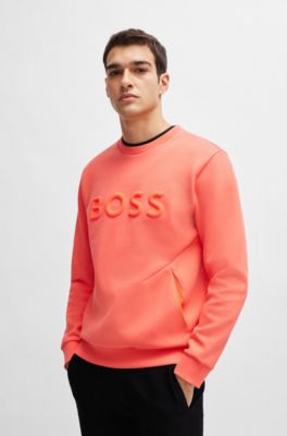 Sudadera de algod&oacute;n con bordado de logo en 3D, Rojo claro