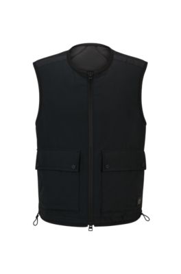 HUGO - Water-repellent zip-up gilet with stacked-logo badge