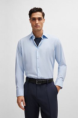 BOSS - Regular-fit shirt in structured performance-stretch fabric