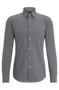 BOSS - Slim-fit shirt in structured performance-stretch fabric