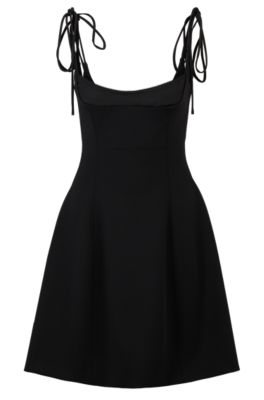 HUGO - Mini dress with spaghetti straps and branded zip