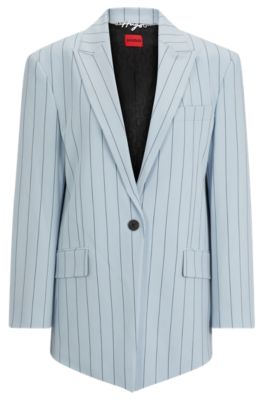 Oversize-fit jacket in pinstriped stretch fabric, Patterned