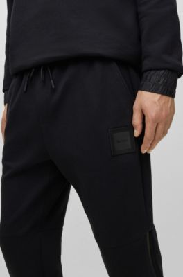 BOSS Stretchcotton tracksuit bottoms with logo patch