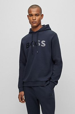 Cotton piqu relaxed fit hoodie with logo artwork