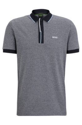 Hugo Boss Cotton-piqu Polo Shirt With Embroidered Logo In Dark Blue