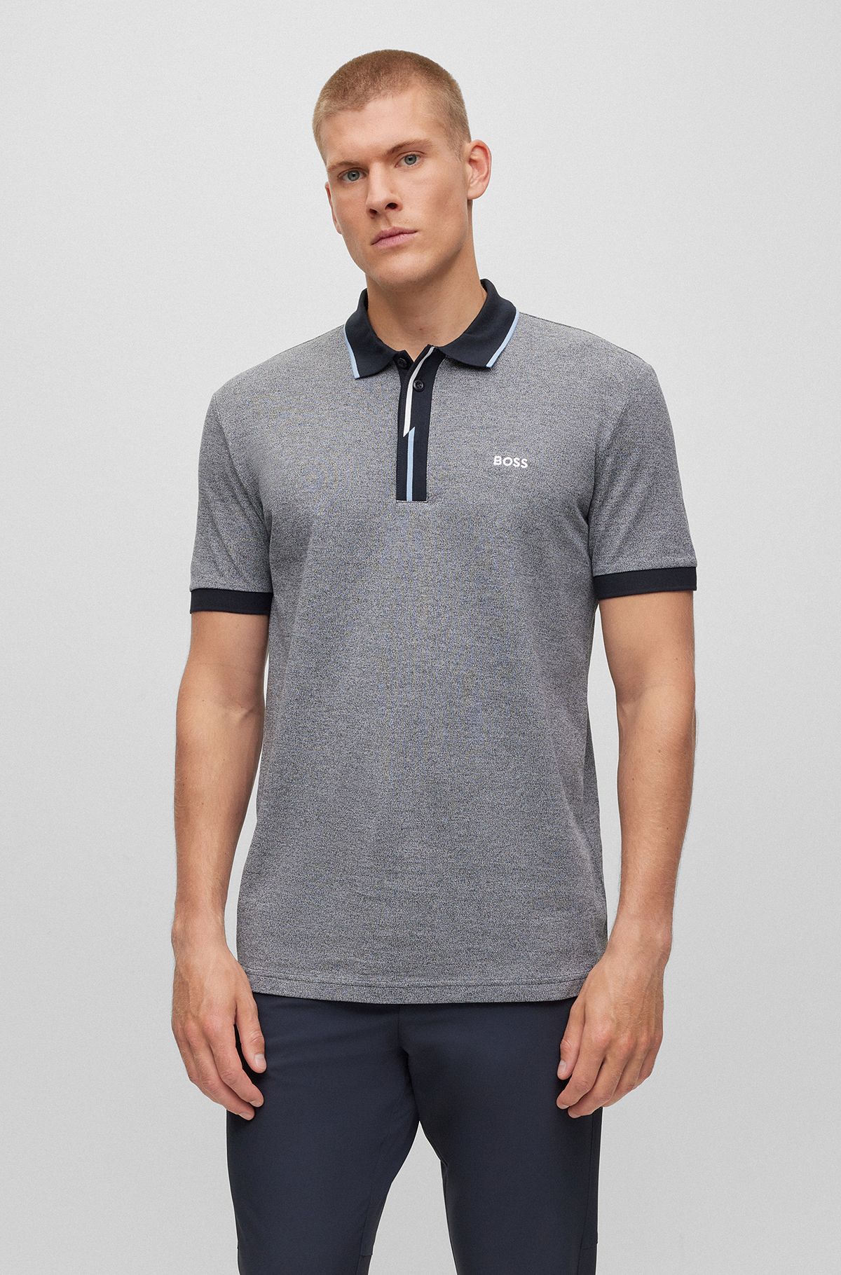 Cotton-piqué polo shirt with embroidered logo, Dark Blue