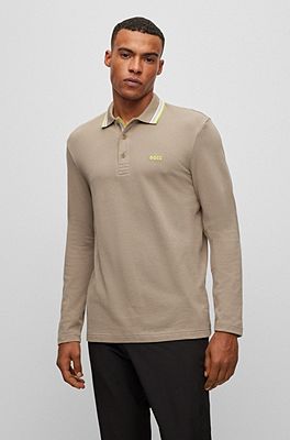 White hugo boss 2025 long sleeve polo