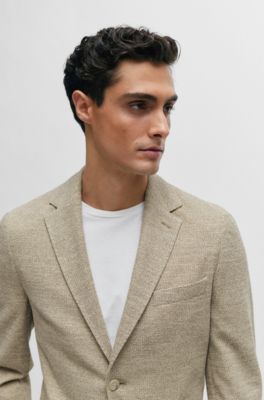 Chaqueta regular fit en punto el&aacute;stico con microestampado, Beige claro