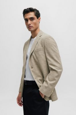 Chaqueta regular fit en punto el&aacute;stico con microestampado, Beige claro