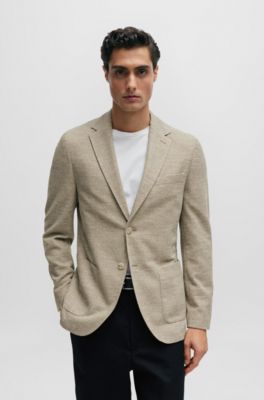 Chaqueta regular fit en punto el&aacute;stico con microestampado, Beige claro