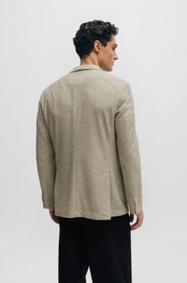 Chaqueta regular fit en punto el&aacute;stico con microestampado, Beige claro